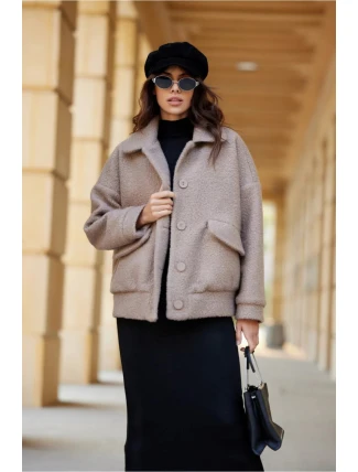 Dámská bunda KUR0027 hnědá - Roco Fashion