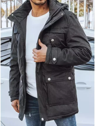 FashionStreet tmavě šedá pánská zimní bunda TX4282
