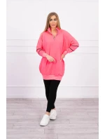 Mikina se zipem a kapsami růžová neonová Mikina se zipem a kapsami růžová neonová