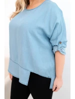 Dámská blůza Plus Size z lyocellu s asymetrickým lemem světle džínová