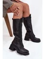 Kožené Vyšněné Kozačky Na Klínu Vyhřívané Vinceza 66804 Černé