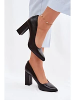 Lodičky na podpatku z eko kůže Sergio Leone PB216 Černé