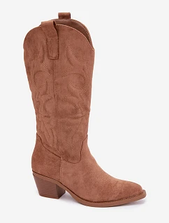 Dámské Kožené Kozačky na Podpatku Camel Wesly