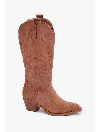 Dámské Kožené Kozačky na Podpatku Camel Wesly Dámské Kožené Kozačky na Podpatku Camel Wesly