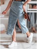 Džínová midi sukně s rozparkem MORETES modrá FashionStreet CY0481 Džínová midi sukně s rozparkem MORETES modrá FashionStreet CY0481