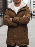 Pánská zimní bunda parka s kapucí tmavě béžová FashionStreet TX4964z Pánská zimní bunda parka s kapucí tmavě béžová FashionStreet TX4964z