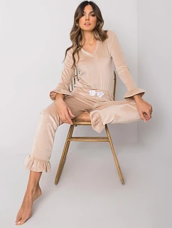 Dámské velurové pyžamo s dlouhými rukávy Goodlookin beige (7394)