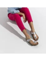 Dámské žabky Birkenstock Gizeh Birko-Flor silver regular wide (0043851) dámské Dámské žabky Birkenstock Gizeh Birko-Flor silver regular wide (0043851) dámské