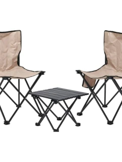 SKLÁDACÍ CESTOVNÍ SET 3 V 1 STŮL A 2 ŽIDLE REDCLIFFS BEIGE