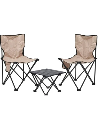 SKLÁDACÍ CESTOVNÍ SET 3 V 1 STŮL A 2 ŽIDLE REDCLIFFS BEIGE SKLÁDACÍ CESTOVNÍ SET 3 V 1 STŮL A 2 ŽIDLE REDCLIFFS BEIGE