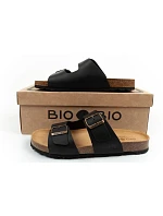 Bio Bio boty pánské žabky tvarované z přírodní kůže černé Bio Bio boty pánské žabky tvarované z přírodní kůže černé