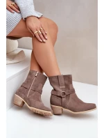 Botky Z Přírodní Semiše Na Podpatku Hnědé Zazoo 3444/2