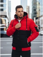 Pánská zimní bunda s kapucí černo-červená FashionStreet TX5100
