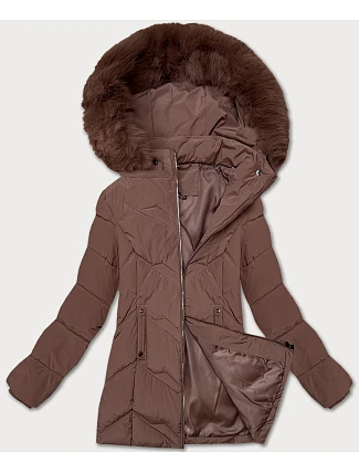 Dámská plus size zimní bunda s kapucí S'west chocolate (B8300-14)