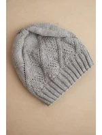 Dámská zimní čepice z vlny a s geometrickým vzorem K479 šedá