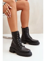 Dámské Eko Kožené Pracovní Boty S Připínáčky Černé Kristines