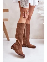 Dámské Semišové Kozačky Do Poloviny Lýtka Na Zipu Lewski 3616 Hnědé