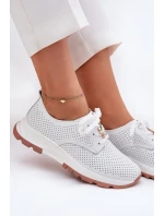 Kožené Polobotky Dámské S Připínacím Klipem Artiker 54C1810 Bílé