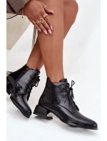 Kožené lakované dámské kotníkové boty na klínu Artiker 57C1117 Černé