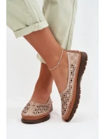 Dámské Ažurové Baleríny z Přírodní Kůže Sergio Leone SP-006 Růžové