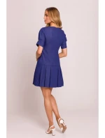 M842 Džínové šaty se záhyby - modré