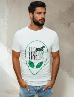 Pánské bílé tričko s potiskem FashionStreet RX4154