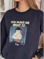 Dámská oversize mikina s potiskem GOOSHY navy blue FashionStreet BY1428