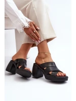 Zazoo 40373 Kožené sandály na podpatku černé