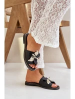 Pantofle S Dekorací Přírodní Kůže Zazoo 3574/Z Černé