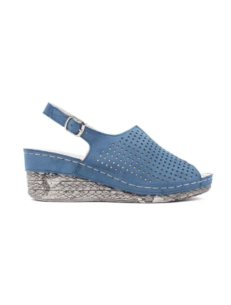 Praktické dámské  sandály modré na klínku