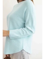 Dámský svetr z viskózy s dlouhým rukávem a kulatým výstřihem mátový