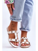 Dámské pantofle s velkými cvočky Bíle Mercure Dámské pantofle s velkými cvočky Bíle Mercure