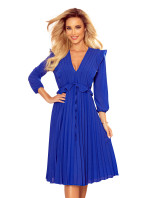 Šifónové šaty s řasením Numoco POLLY - modré