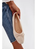 Dámské baleríny s pletením a mašlí Belirra – ecru Dámské baleríny s pletením a mašlí Belirra – ecru