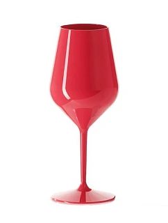Červená nerozbitná plastová sklenice na víno 470 ml 6pack