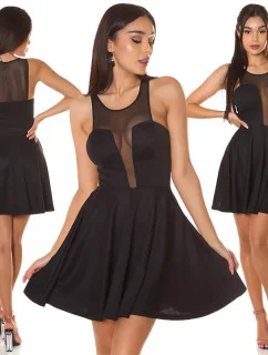 Dámské sexy minišaty s průhledným dekoltem 50226 Černá - KouCla