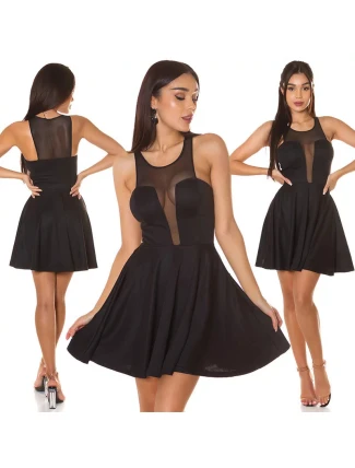 Dámské sexy minišaty s průhledným dekoltem 50226 Černá - KouCla Dámské sexy minišaty s průhledným dekoltem 50226 Černá - KouCla
