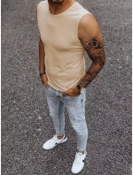 Pánské tričko bez rukávů s potiskem béžové FashionStreet RX4918 Pánské tričko bez rukávů s potiskem béžové FashionStreet RX4918