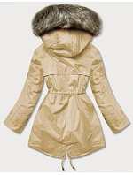 Béžová parka s podšívkou a kapucí (7619big) Béžová parka s podšívkou a kapucí (7619big)