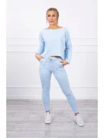 Souprava s oversize halenkou modré barvy Souprava s oversize halenkou modré barvy