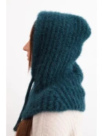 Dámská čepice s kapucí a jemným vzorem s tkaničkami mořský Dámská čepice s kapucí a jemným vzorem s tkaničkami mořský