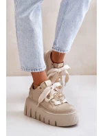 Dámské tenisky na masivní podrážce se zlatou ozdobou CheBello 4530 Béžové Dámské tenisky na masivní podrážce se zlatou ozdobou CheBello 4530 Béžové