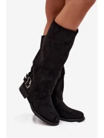 Zateplené dámské kozačky s klipsy černé Umbria