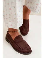 Dámské mokasíny Loafersy z eko semiše čokoládové Laisie Dámské mokasíny Loafersy z eko semiše čokoládové Laisie