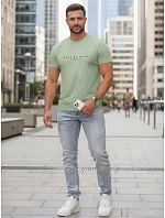 Pánské tričko s nápisem bavlna zelené FashionStreet NX5123R