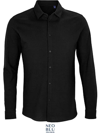 NEOBLU Basile Men Piqué košile s dlouhým rukávem 24.3777 deep black NEOBLU Basile Men Piqué košile s dlouhým rukávem 24.3777 deep black