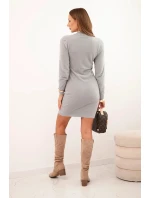 Dámské svetrkové šaty s polo-výstřihem z měkké alpaky šedá
