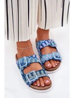 Dámské Pantofle S Přezkami A Leskem S.Barski RB51-006 Modré Dámské Pantofle S Přezkami A Leskem S.Barski RB51-006 Modré