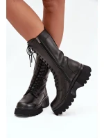 Kožené zimní kozačky s platformou Artiker 57C2282 Černé