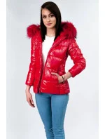 Dámská lesklá prošívaná bunda LD-7693 Červená - Libland